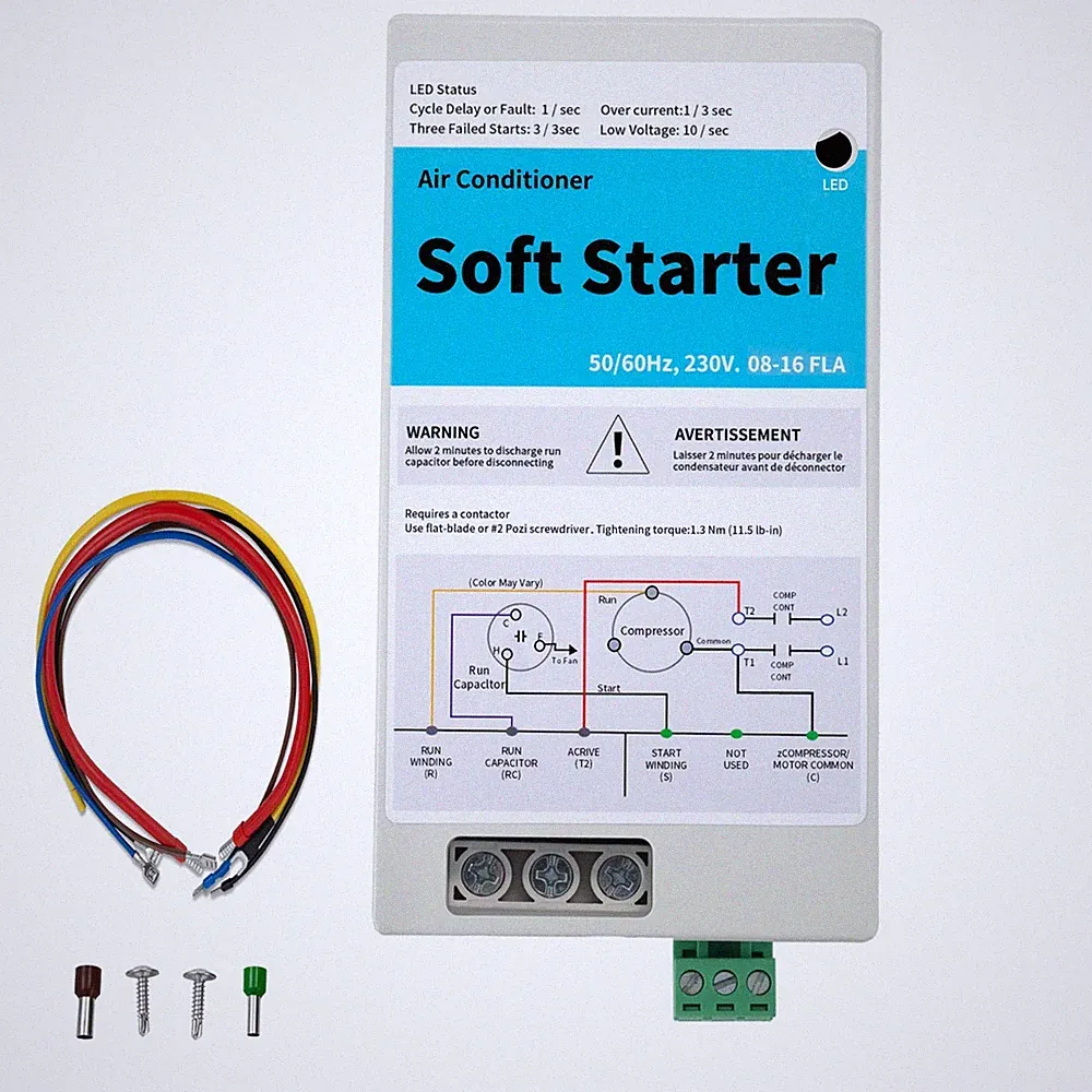 08-16A Air Conditioner Soft Start Kit for Home Use – Fits 1.75-3.5 Ton AC Units