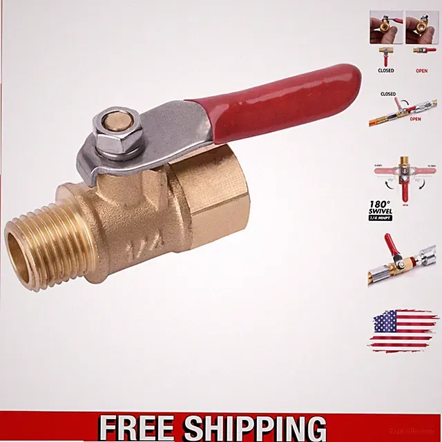 1/4" Heavy Duty Brass Ball Valve for Air Compressors - Reliable Shut Off Switch