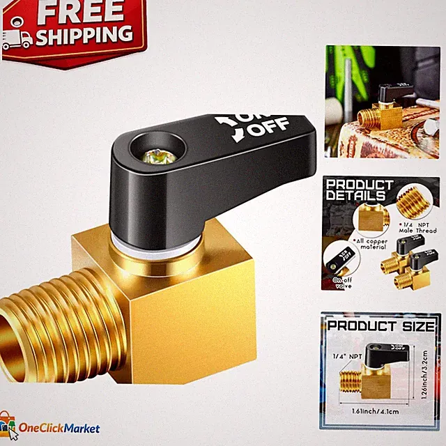 1/4 Inch NPT Brass Ball Valve - Efficient Drain Valve for Air Compressors