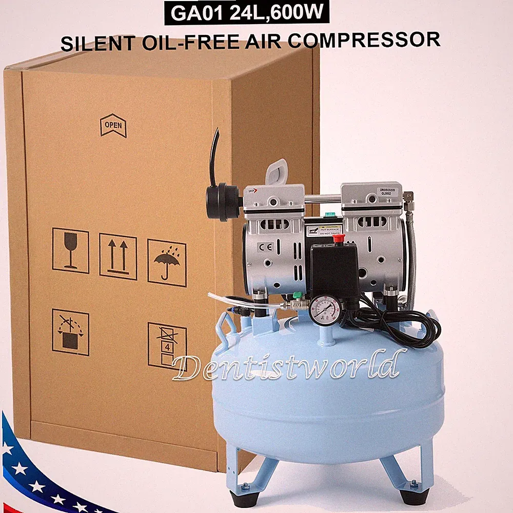 24L Dental Silent Oil-Free Air Compressor Portable Medical Pump for 1-2 Chairs