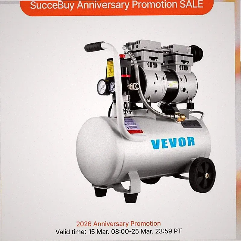 25L Air Compressor 110V/240V for Home Repair Tire Inflation Whisper Compressor