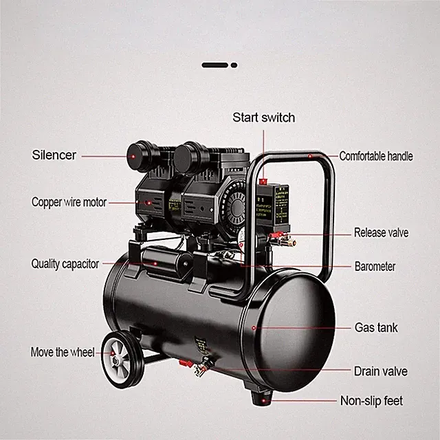550W 750W 980W Air Compressor 8L/30L Silent Oil-Free Air Compressor For Home