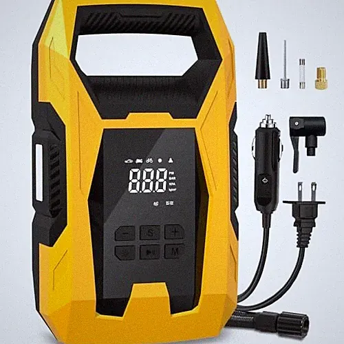 CARSUN AC/DC Tire Inflator Portable Air Compressor, Dual Power for Home Yellow