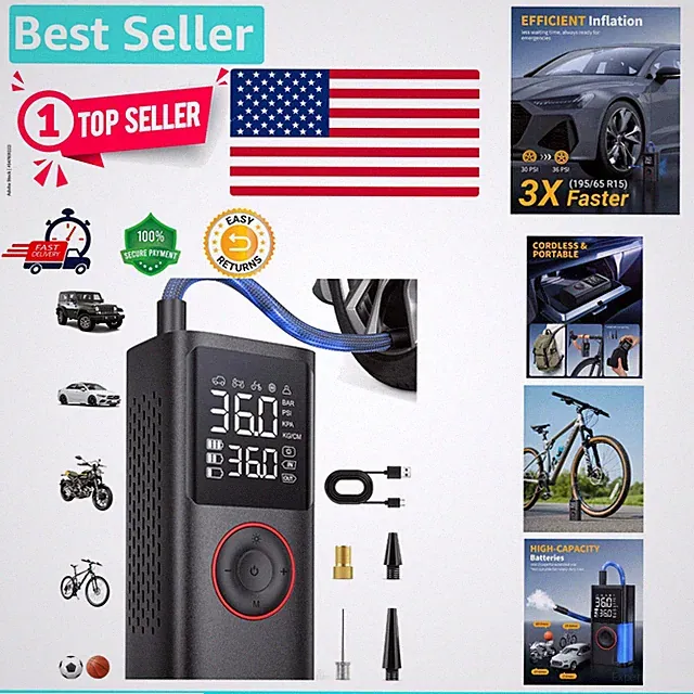 Compact 150 PSI Tire Inflator with Auto Shut-Off - Perfect for Home & Travel