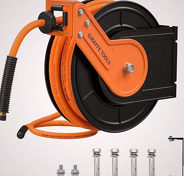 Giraffe Tools Retractable Air Hose Reel 50FT Air Compressor Hose Auto Rewind