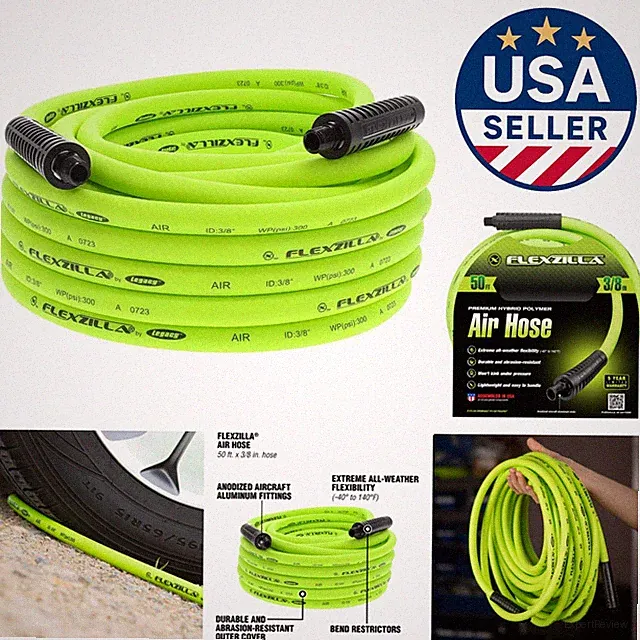 Heavy Duty Flexible Air Hose 3/8in x 50ft - Perfect for Professionals & DIYers