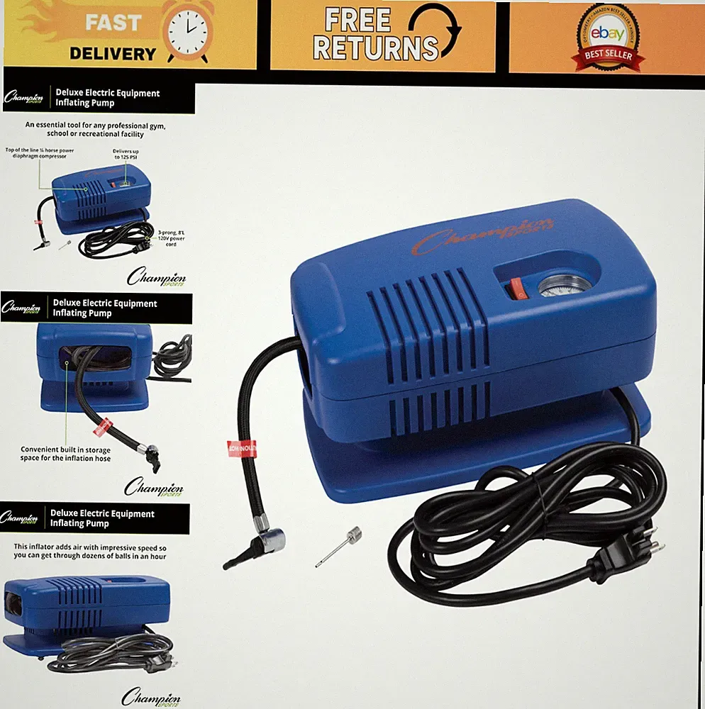 High-PSI Electric Ball Inflator & Quiet Air Compressor for Sports Balls, 110-120