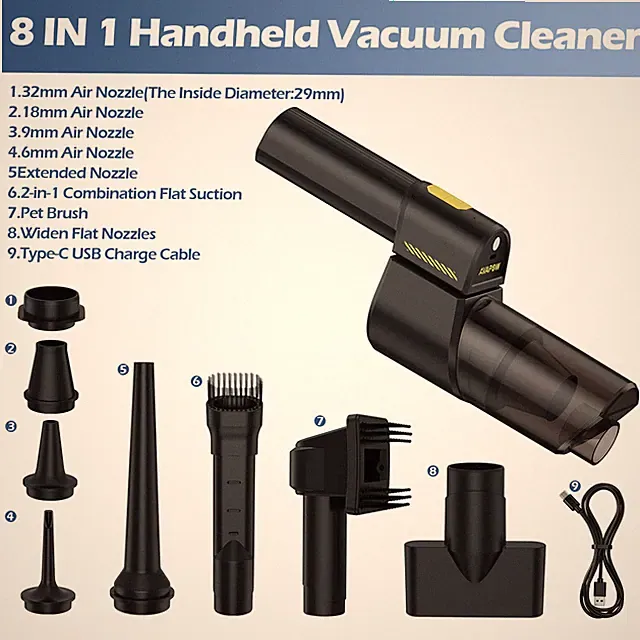 Mini 2in1 Cordless Handheld Vacuum&Air Duster Car Vacuum for Car/Home/Office