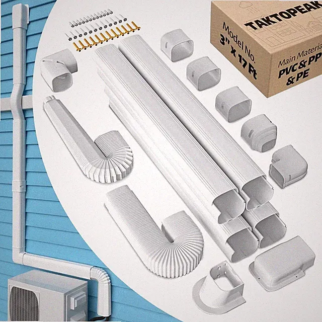 Stylish 3" Line Set Cover for Mini Split AC - 17 Ft