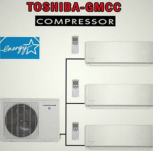 Tri Zone Ductless Mini Split Air Conditioner Hyper Heat Pump, Ceiling cassette