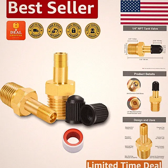 Versatile 1/4" NPT Tank Valves for Air Compressors - 2 Brass Valves Included